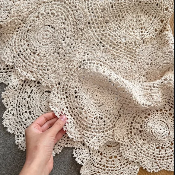 RARE ZARA LIMITED EDITION NWT CROCHET KNIT ASYMMETRICAL DRESS  Beige - Picture 8 of 13